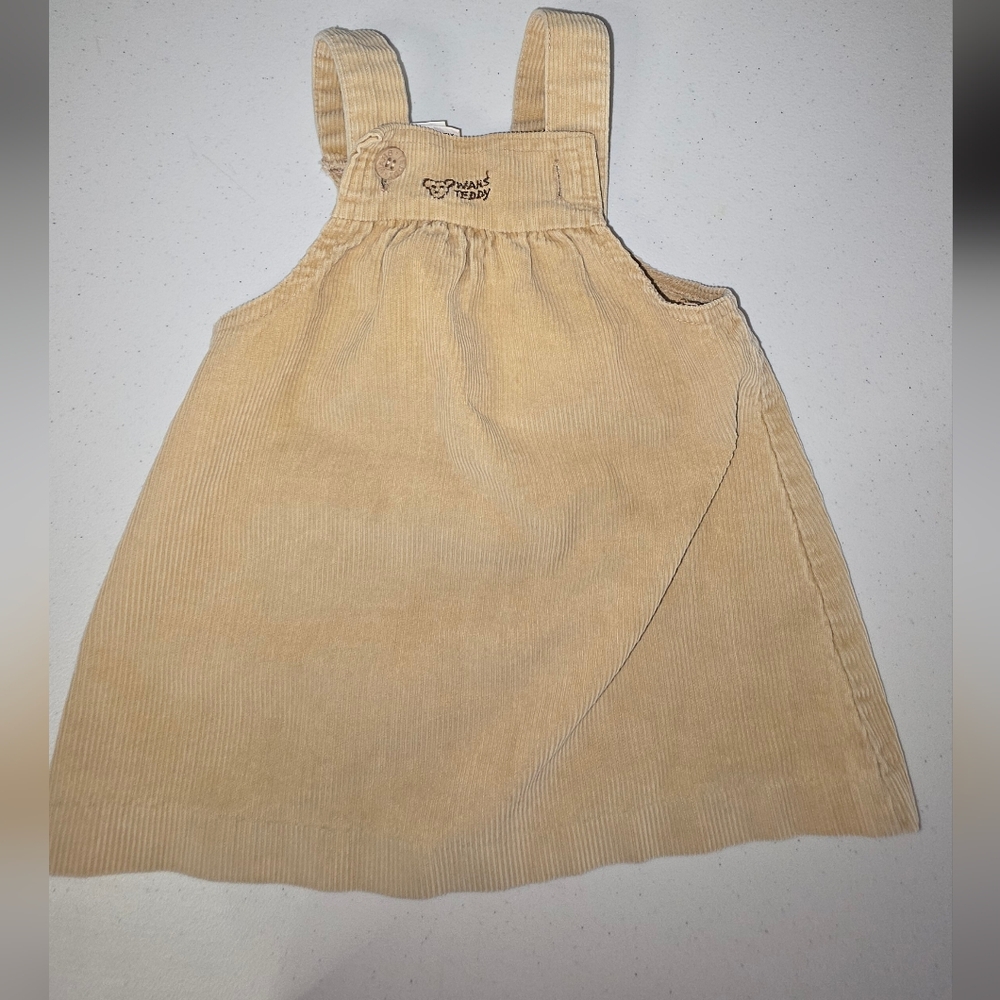 Fade Out Vintage Corduroy Pinafore Overalls in Light Tan Sz 92 (18-24 Mo)